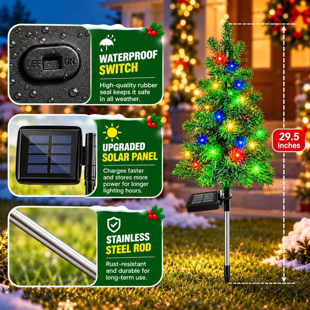 MerryGlow Solar Christmas Tree Pathway Lights