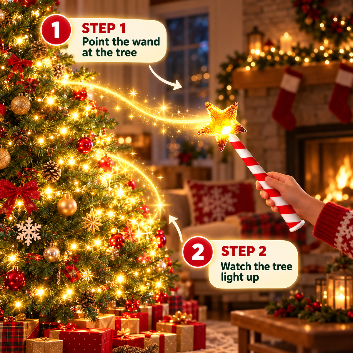 StarGlow Musical Christmas Light Wand