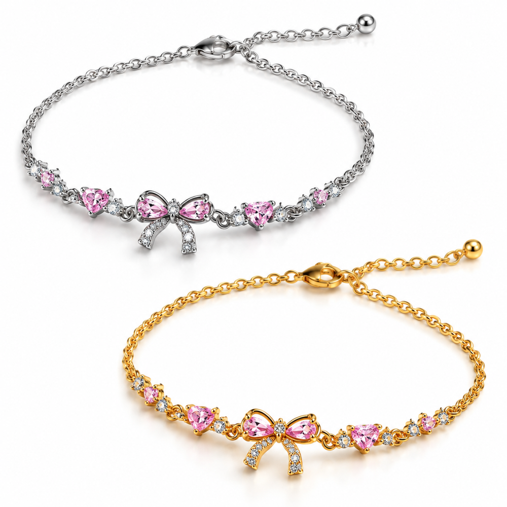 Pink Heart Bow Bracelet