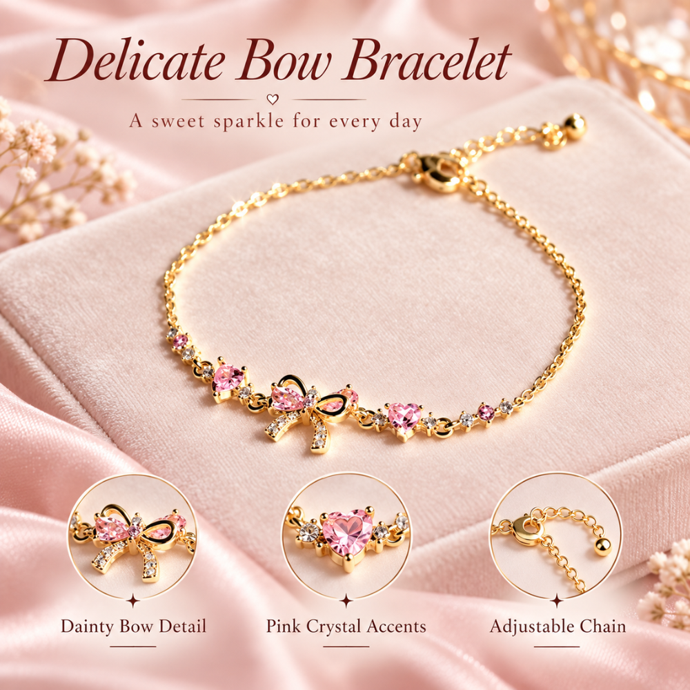 Pink Heart Bow Bracelet