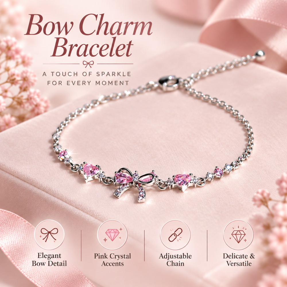 Pink Heart Bow Bracelet