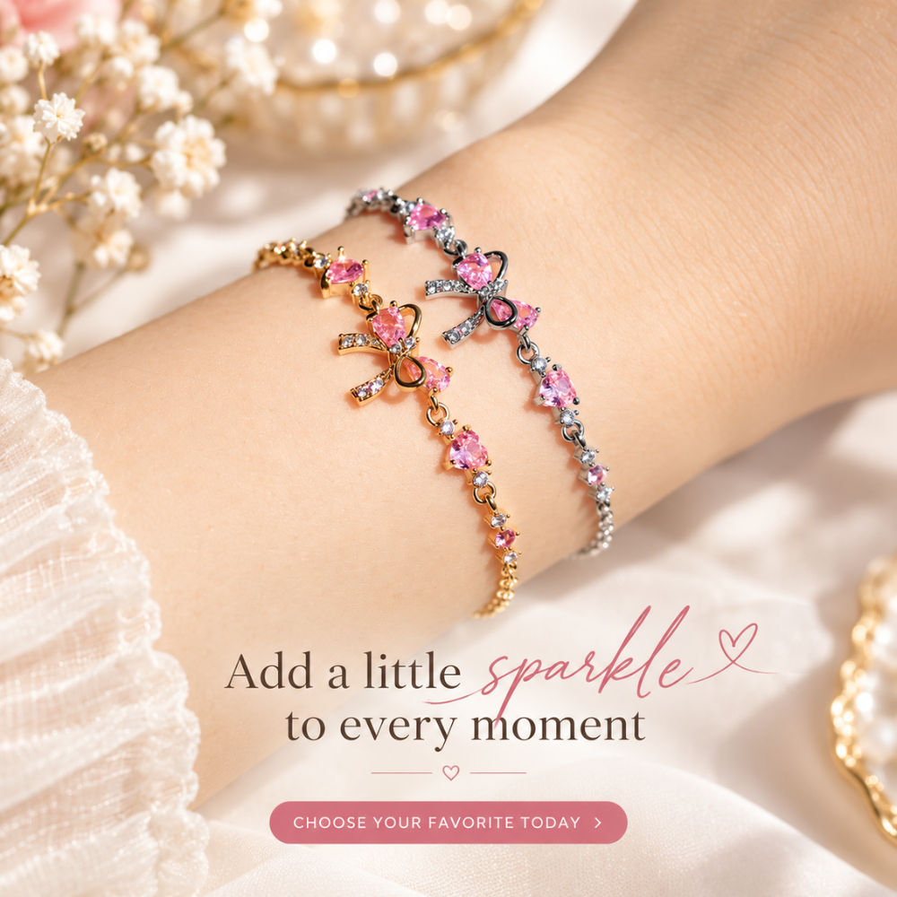 Pink Heart Bow Bracelet