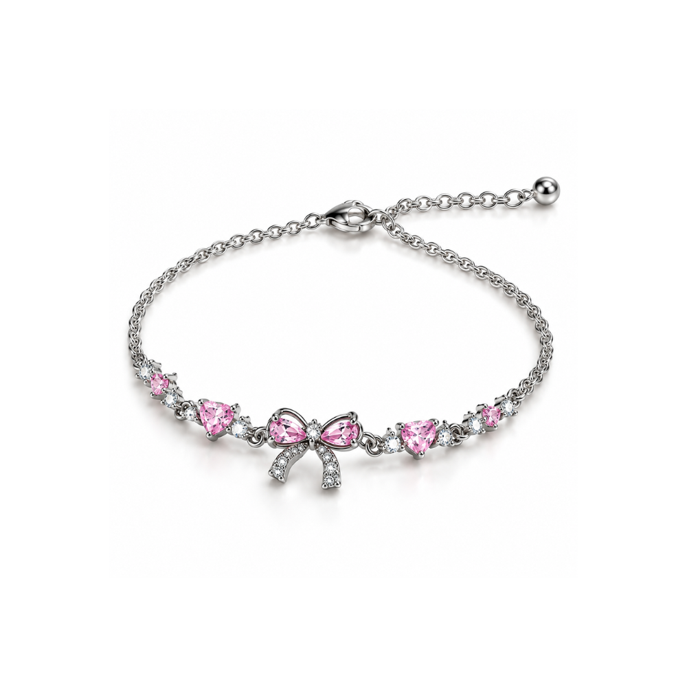 Pink Heart Bow Bracelet