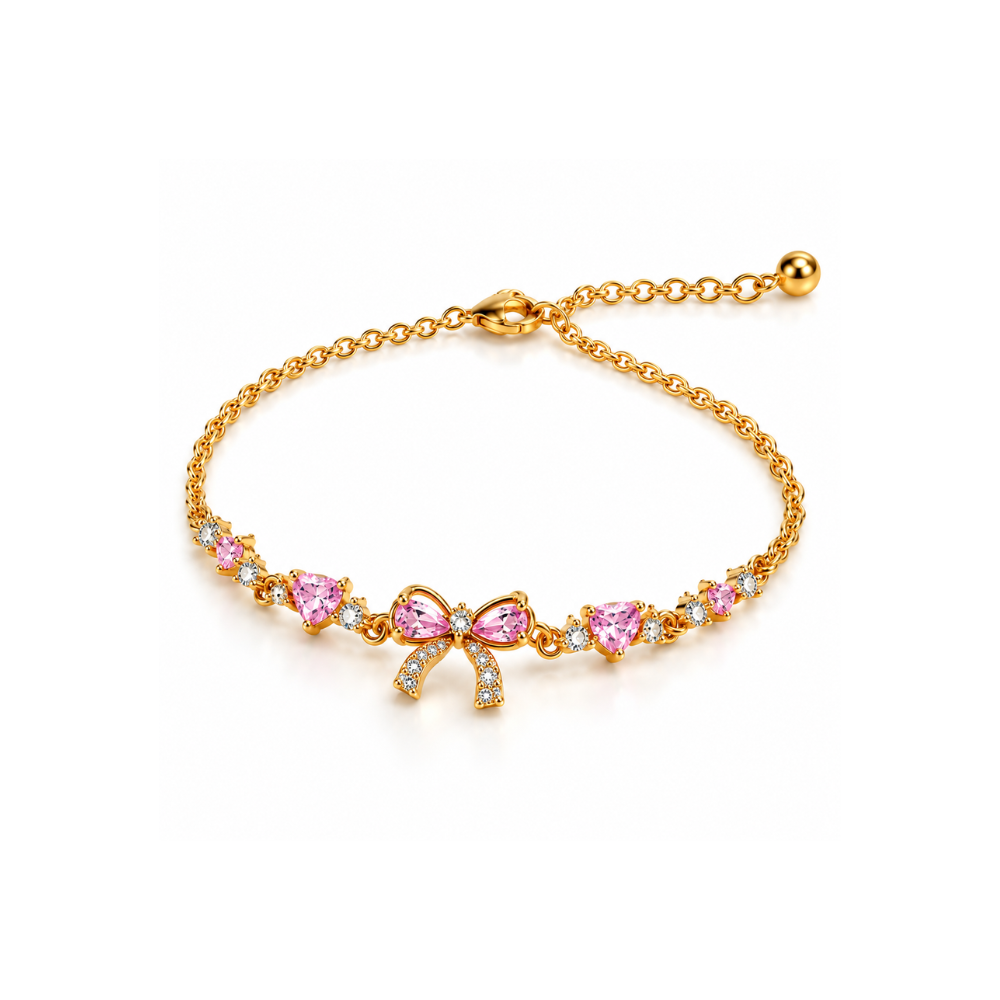 Pink Heart Bow Bracelet